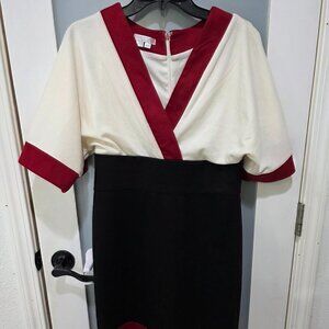 London Times Red and White Midi Dress